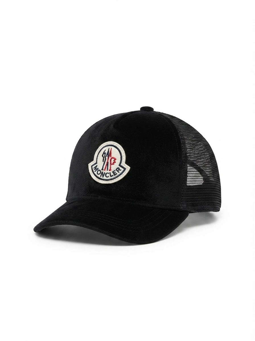 Casquette Moncler Noire Style Velours & Filet - Streetwear Tendance