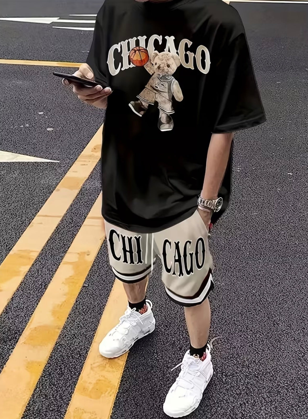 🔥 Ensemble Streetwear Chicago Bear (T-Shirt + Short) – 169DH Seulement !