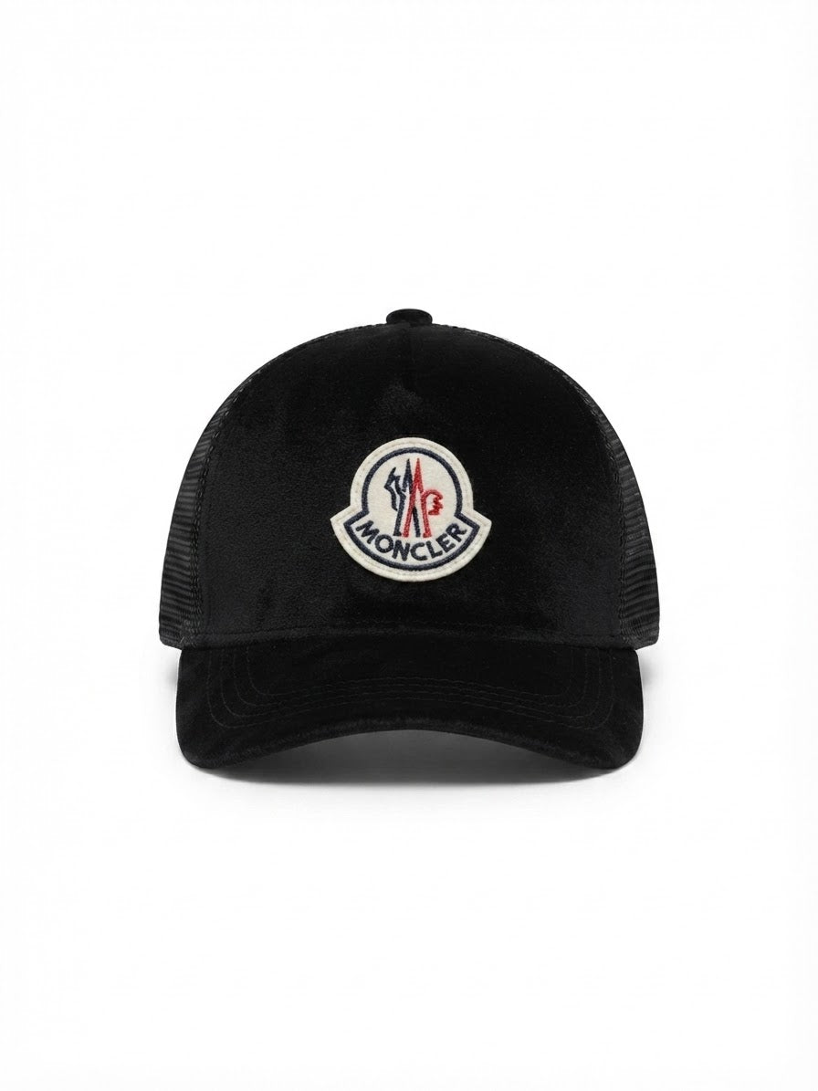 Casquette Moncler Noire Style Velours & Filet - Streetwear Tendance