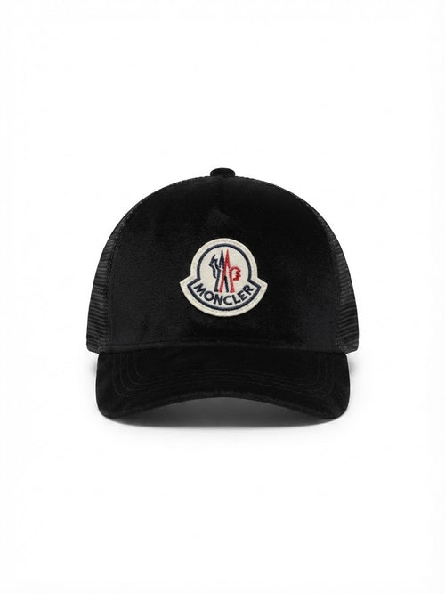 Casquette Moncler Noire Style Velours & Filet - Streetwear Tendance