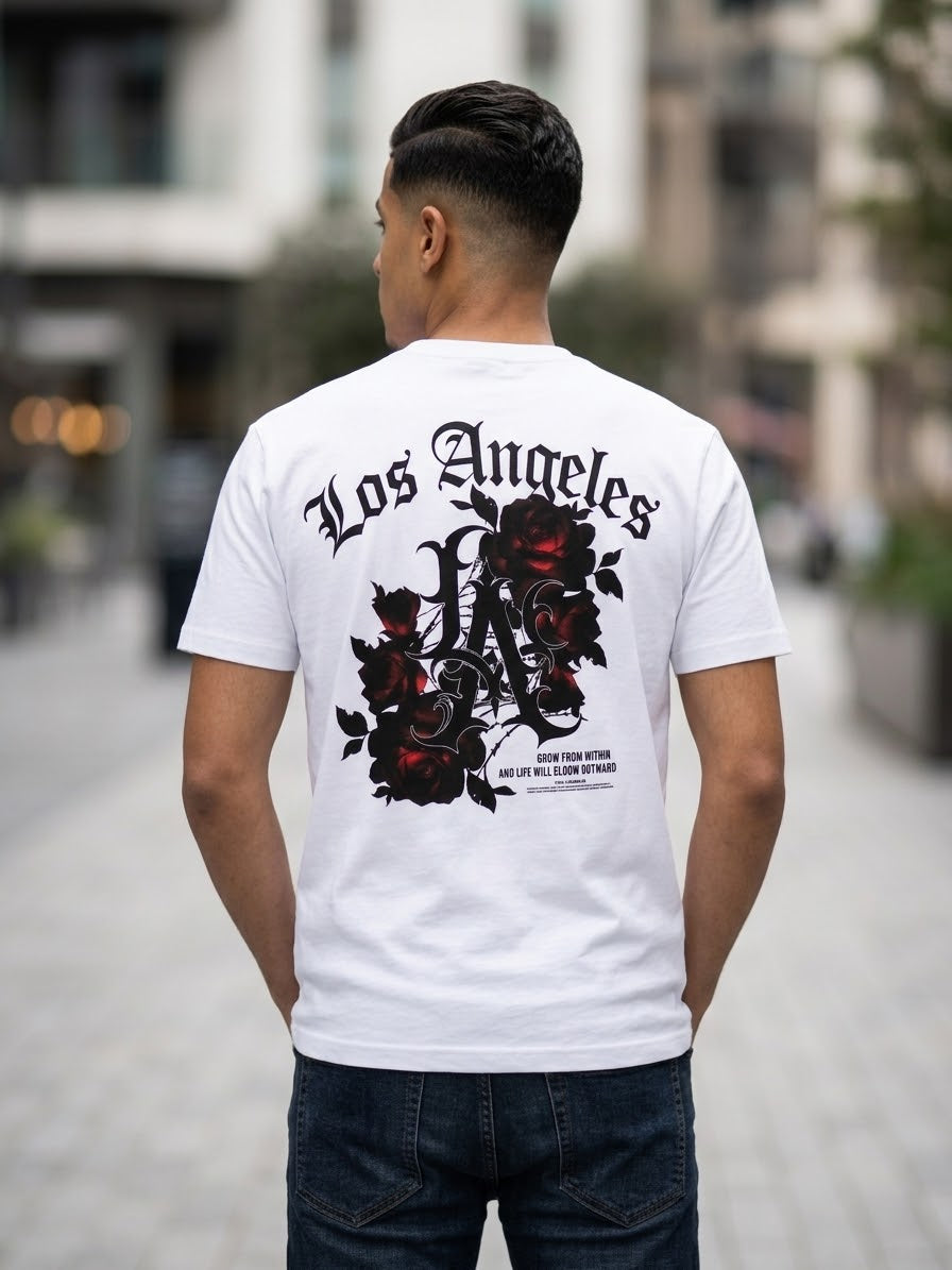 🔥 T-Shirt Oversized Los Angeles Roses – Style Streetwear Premium – 149 DH !