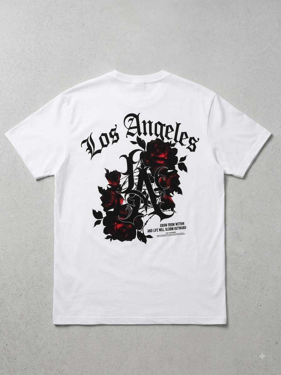 🔥 T-Shirt Oversized Los Angeles Roses – Style Streetwear Premium – 149 DH !