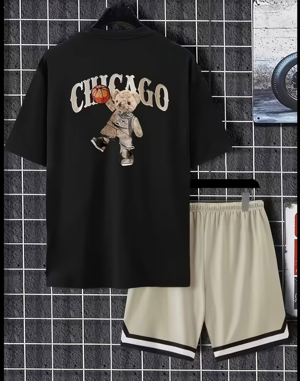 🔥 Ensemble Streetwear Chicago Bear (T-Shirt + Short) – 169DH Seulement !