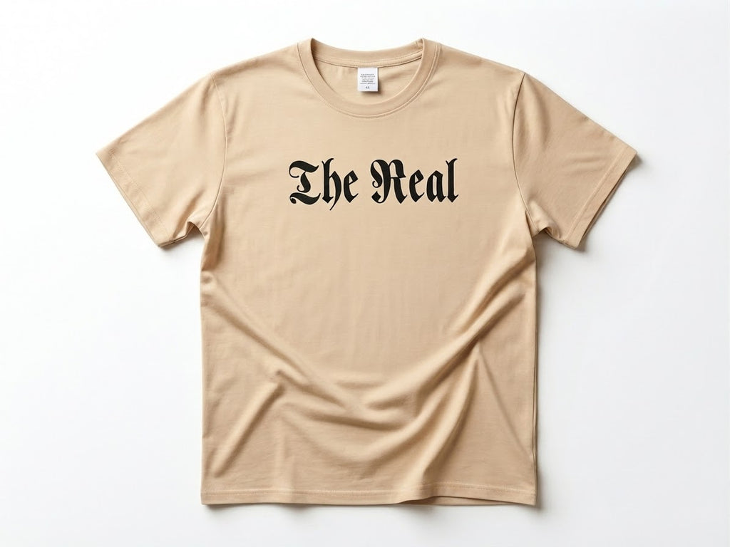 T-shirt Style Streetwear « THE REAL » (Beige / Beige Crème) M /L/ XL livraison gratuite