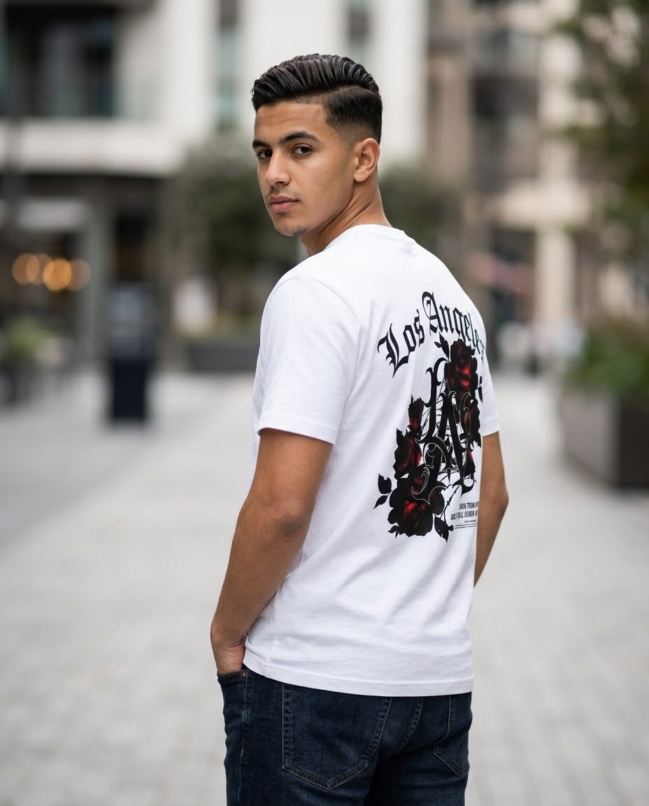 🔥 T-Shirt Oversized Los Angeles Roses – Style Streetwear Premium – 149 DH !