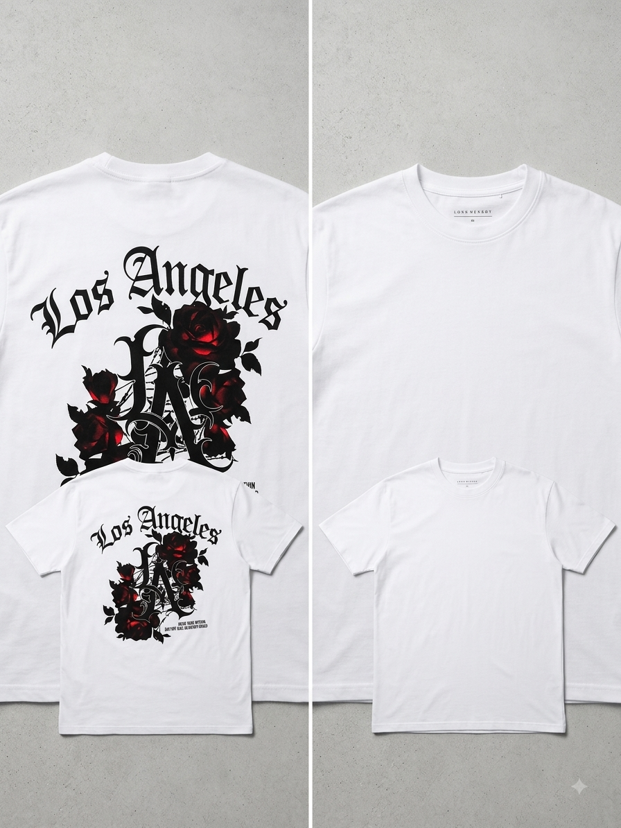 🔥 T-Shirt Oversized Los Angeles Roses – Style Streetwear Premium – 149 DH !