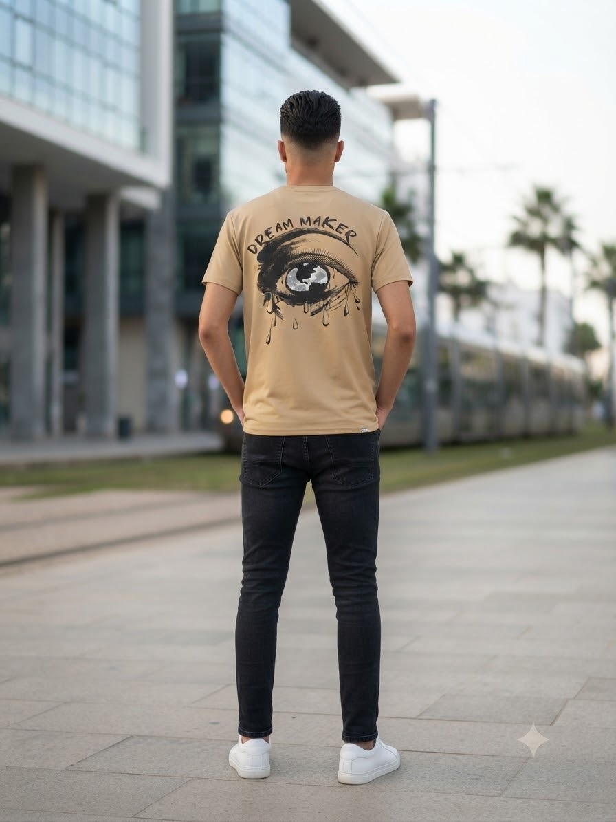 T-shirt Style Streetwear « DREAM MAKER » (Beige / Ocre)
