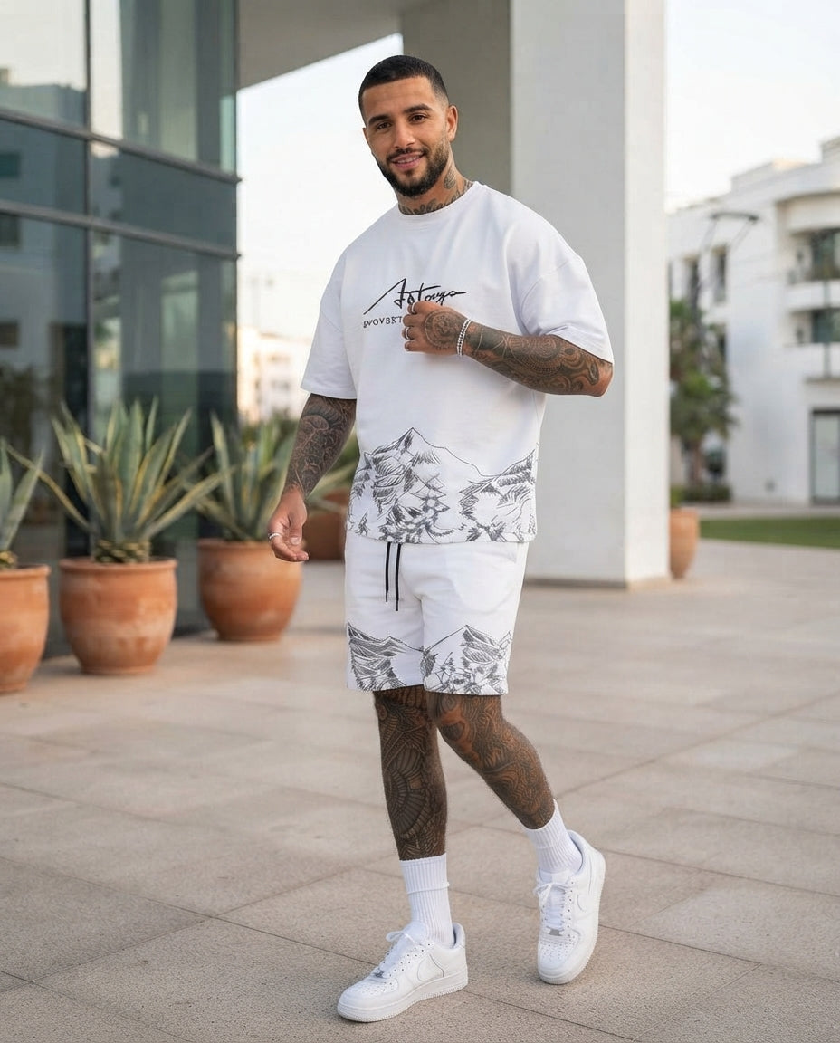🔥 Ensemble White Mountain Streetwear (T-Shirt + Short) – 179DH Seulement !