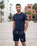 Pack Ensemble Sport Homme – T-Shirt & Short (Gris / Bleu Marine)