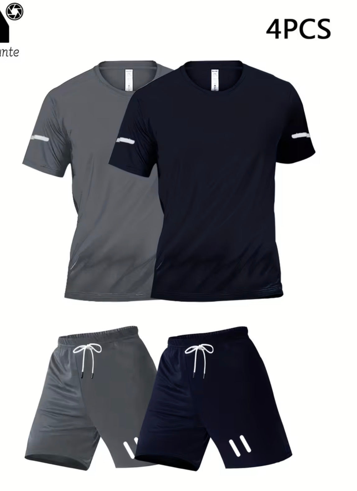 Pack Ensemble Sport Homme – T-Shirt & Short (Gris / Bleu Marine)