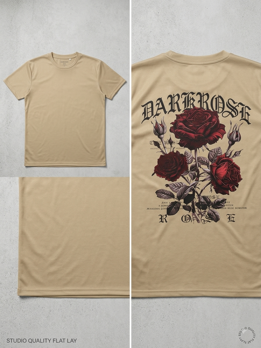 🔥 T-Shirt Oversized Beige Dark Rose – Style Streetwear Premium – 149 DH !