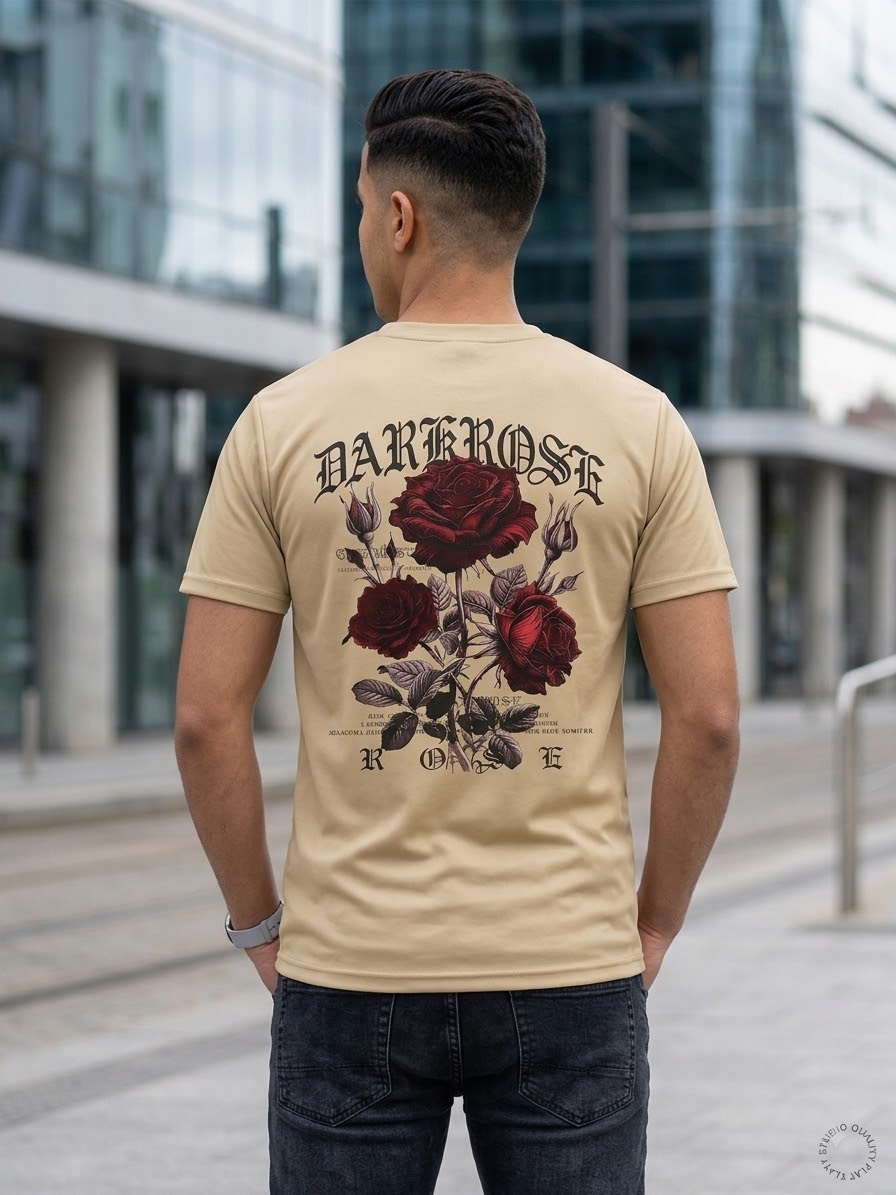 🔥 T-Shirt Oversized Beige Dark Rose – Style Streetwear Premium – 149 DH !